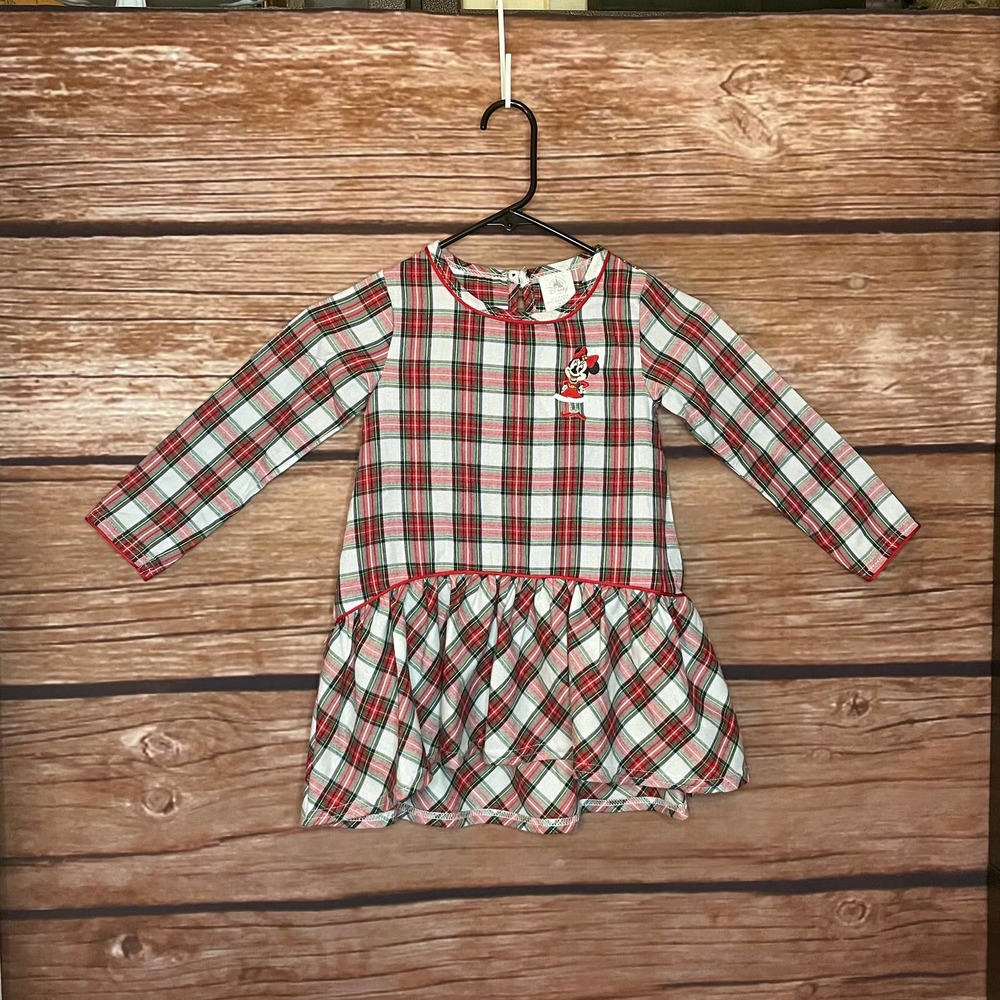 Minnie Mouse Dress US 4 Kids Disney Parks Christmas Plaid Dress Long Sleeve
